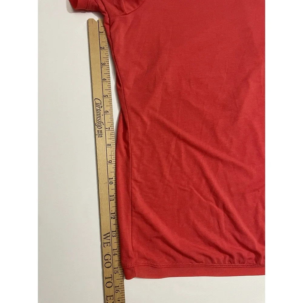 Tangerine Womens Athletic V-neck Top Large Coral Short Sleeve Activewear Yoga - Picture 7 of 13